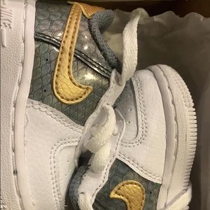 White/gold Air Force 1 size 2c